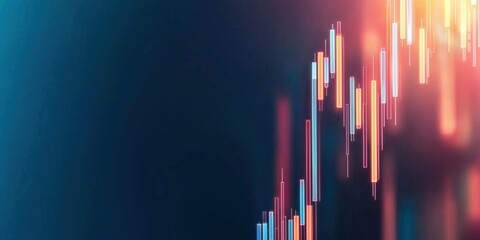 Abstract image depicting colorful vertical lines against a dark backdrop, suggesting data visualization or financial trends.