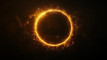 Golden ring on black background. Bright gold design with a light. The dark glow in the dark glow in the dark glow in the dark glow in. A gold ring against lifestyle a black backdrop.