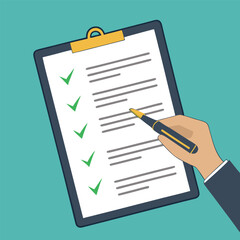 Clipboard with checklist simple style. Vector illustration