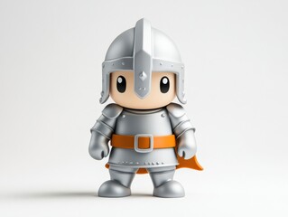 Naklejka premium cartoon knight figurine on white background