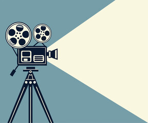 Obraz premium Retro cinema projector on poster. Vector