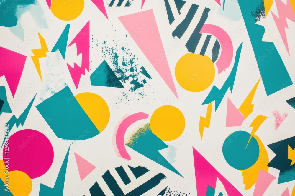 Leinwandbilder Colorful abstract pattern with geometric shapes in bright tones and dynamic designs. Generative AI