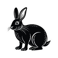 Obraz premium Rabbit silhouette isolated on white background