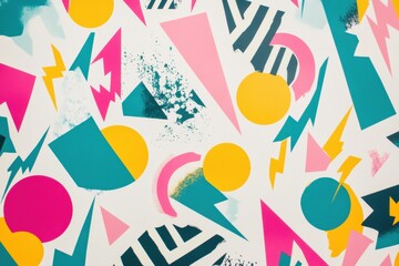 Colorful abstract pattern with geometric shapes in bright tones and dynamic designs. Generative AI