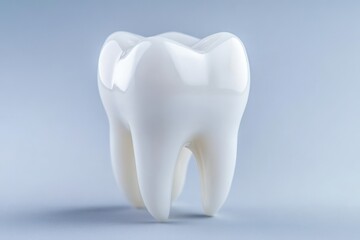 single molar tooth on blue background