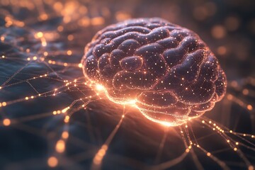 neural network with glowing digital nodes