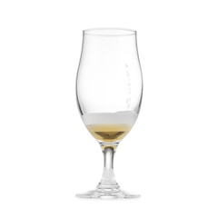 Almost empty glass of beer isolated on white