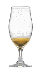 Almost empty glass of beer isolated on white