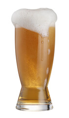Glass of fresh beer with foam isolated on white
