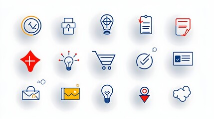 Scalable collection of 15 precise and minimalist icons showcasing various offers  rewards and bonuses for loyalty programs  Simple stroke based artwork on a plain white background