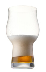 Half full glass of beer isolated on white