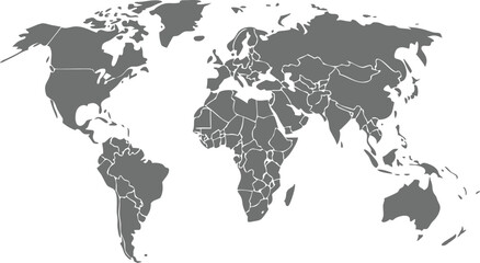 World map on white background. Vector 