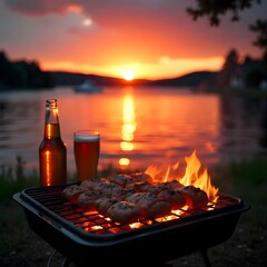 Golden Sunset BBQ by the Lake