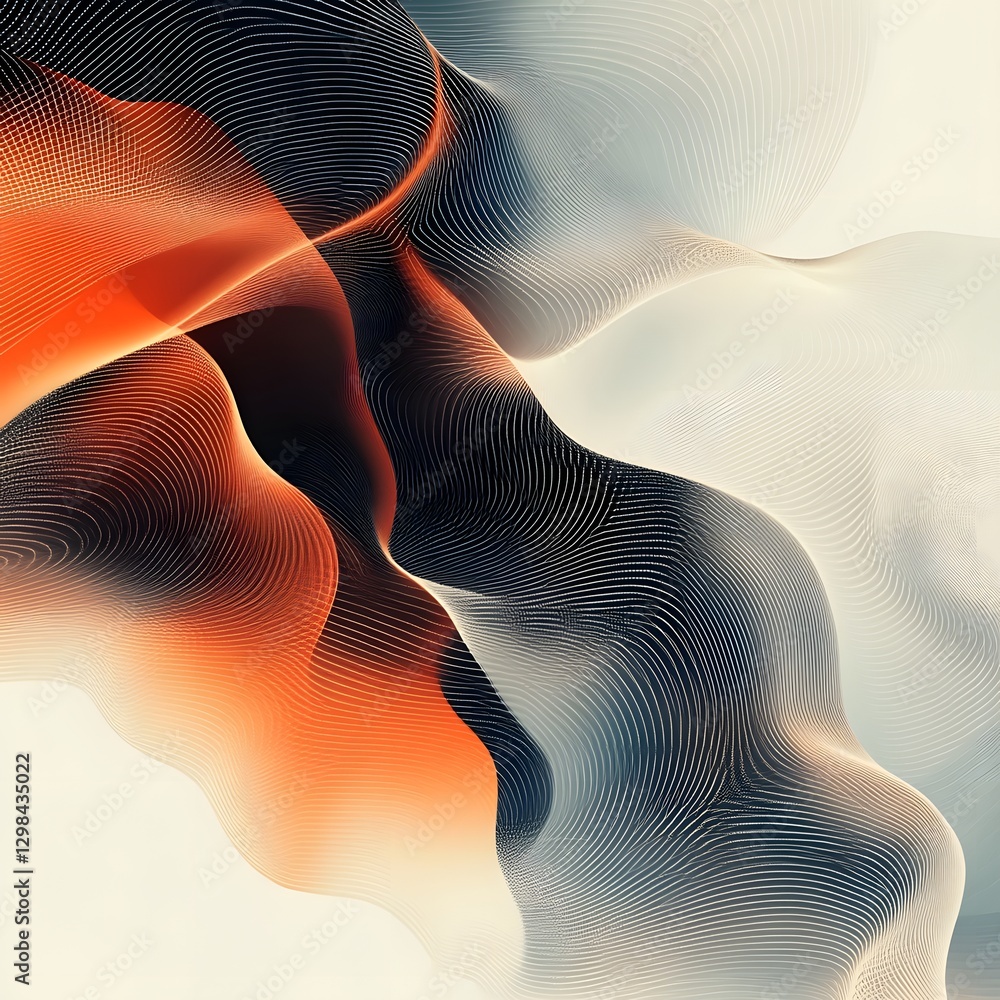 Poster abstract wavy lines create gradients with color and shape