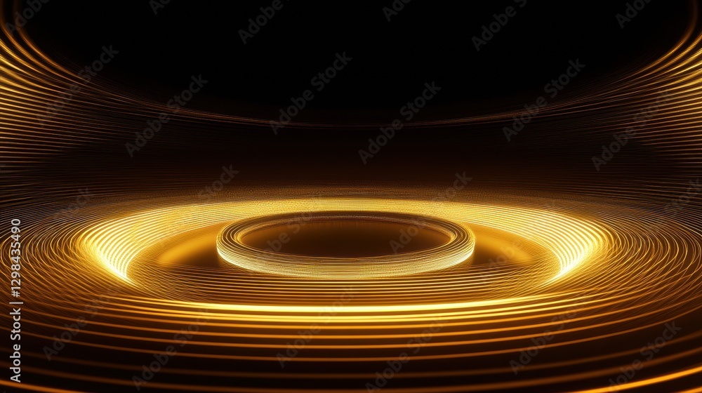 Aufkleber Mesmerizing golden wave patterns create an otherworldly experience in a dark environment during digital art creation. Generative AI