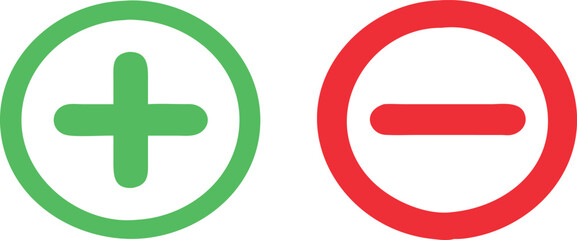 Plus and minus sign set. Vector 