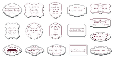Ornamental label frames. Vector sticker. Old ornate labels, decorative vintage frame and retro badge..eps