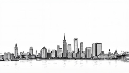 Naklejka premium black and white city silhouette