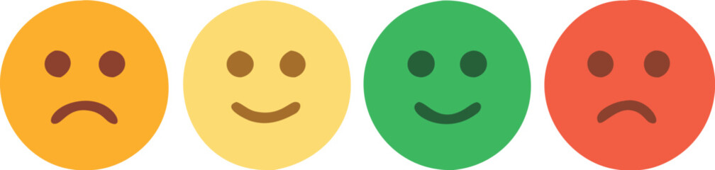 Fototapeta premium Three smileys green, yellow and red.