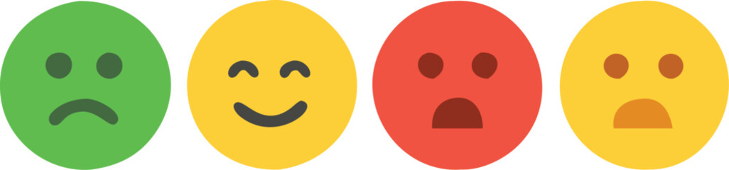 Three smileys green, yellow and red.