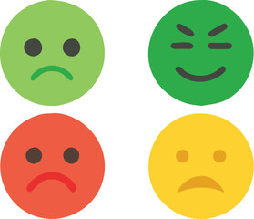 Three smileys green, yellow and red.