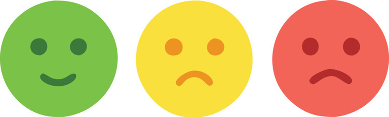 Three smileys green, yellow and red.