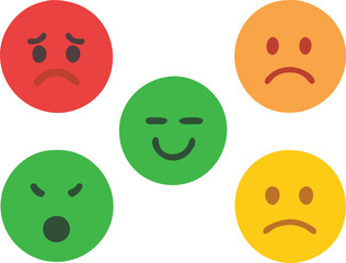 Three smileys green, yellow and red.