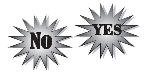 Yes no doodle words icon logo.Word yes and no text on talk speech bubble shape. black and white coloring