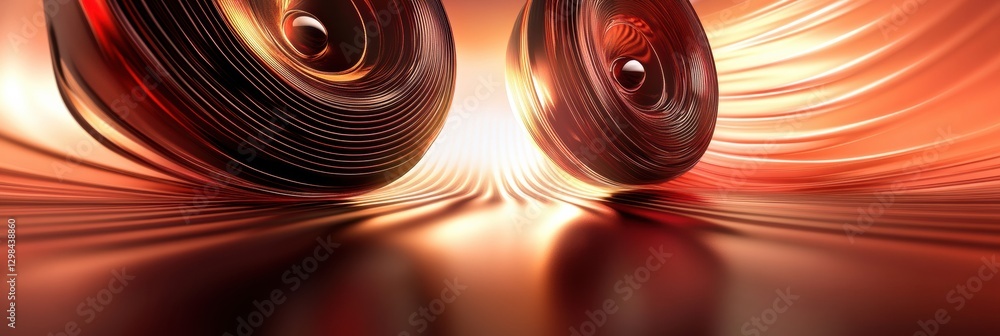 Leinwandbilder 3d speakers emit light waves creating a vibrant atmosphere in a modern room setting. generative ai
