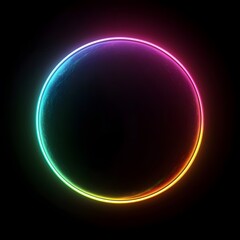 Obraz premium A Vibrant Colored Glowing Neon Ring Surrounding A Dark Sphere