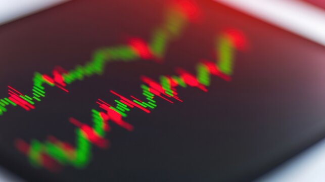 Colorful stock market chart displays fluctuations through vibran