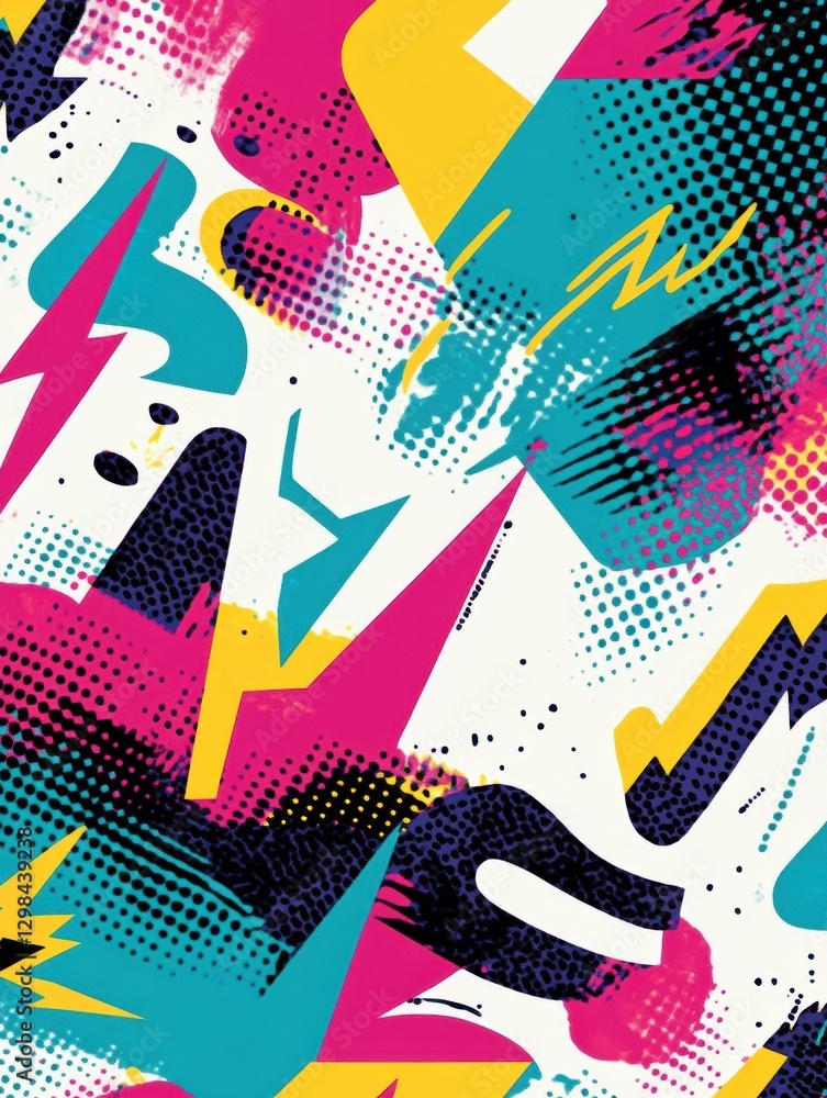 Aufkleber Vibrant abstract design with colorful shapes and patterns in bold hues during a creative art session. Generative AI