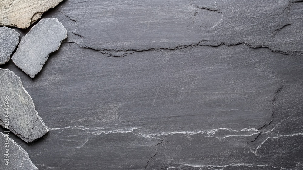 Poster Smooth slate stone texture for architectural and design backgrounds, showing natural lines and shades.
