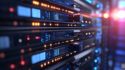 Naklejka premium secure digital network with encryption and AI-powered data transfer