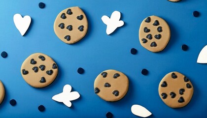 galletas de chocolate, que caen, con chips de chocolate en el suelo y en el aire, estilo ultrarrealista, realista, 4k