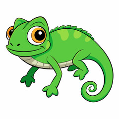 Fototapeta premium Chameleon smiling cartoon character on white background