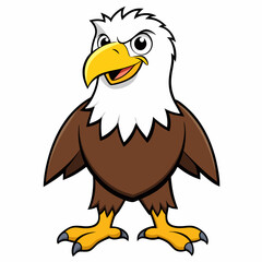 Fototapeta premium Eagle cartoon character smiling on white background