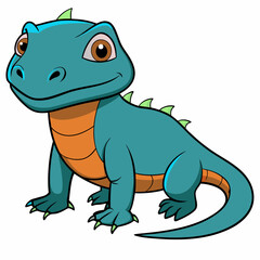 Fototapeta premium Cute Komodo Dragon character smiling with bright colors
