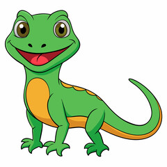Naklejka premium Lizard icon smiling cartoon character on white background