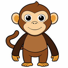 Obraz premium Smiling cartoon monkey in playful pose