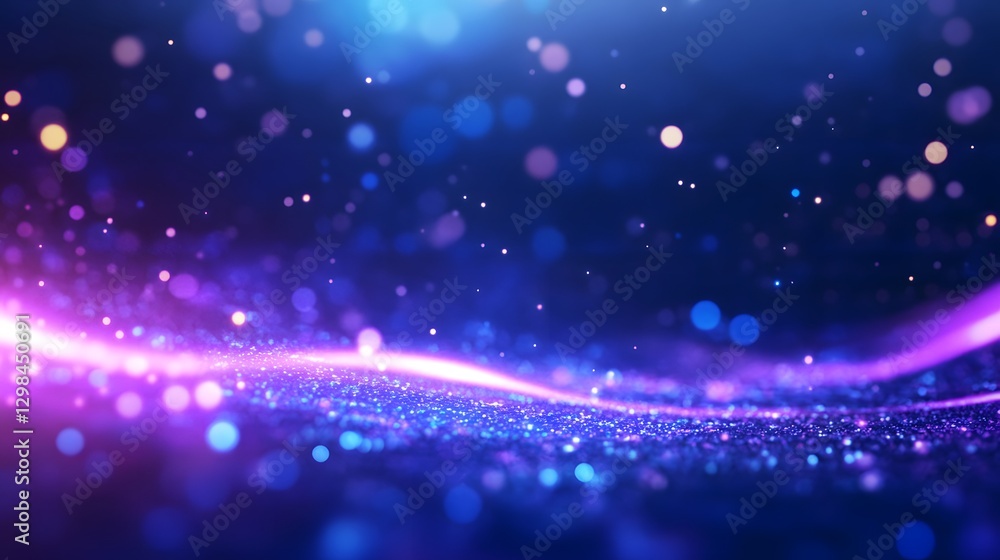 Poster a beautiful abstract design featuring sparkling flowing particles in space