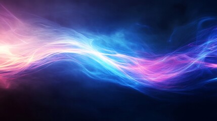 futuristic space with abstract misty blue and purple light streaks