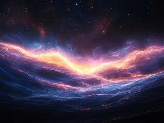 sci-fi abstract fractal waves with glowing light