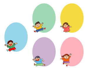 ジャンプする子供たち　コピースペース(5種)