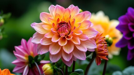 Fototapeta premium beautiful dahlias in full bloom