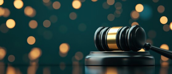 gavel on a stand with blurred bokeh lights