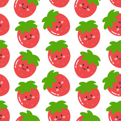 cute strawberry summer fruits seamless pattern background