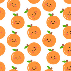 cute orange summer fruits seamless pattern background