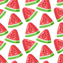 cute watermelon summer fruits seamless pattern background