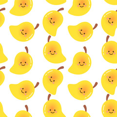 cute mango summer fruits seamless pattern background